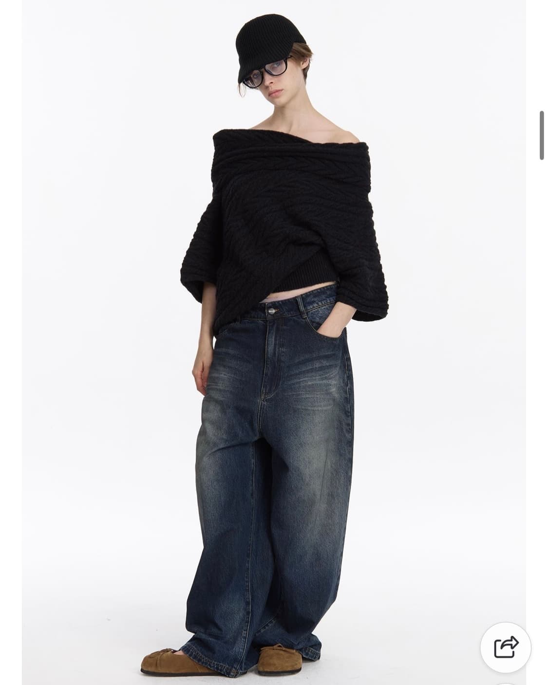 Off shoulder cable knit sweater 상품이미지1