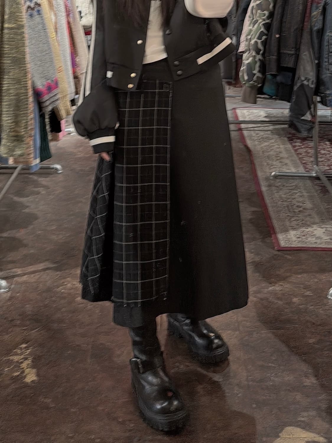 ADER 아더에러 빈티지 레이어드 체크 플레어 스커트 M 상품이미지8