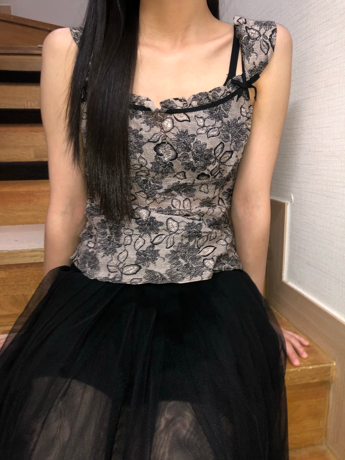 빈티지 오리엔탈 블랙 슬리브리스 상품이미지1