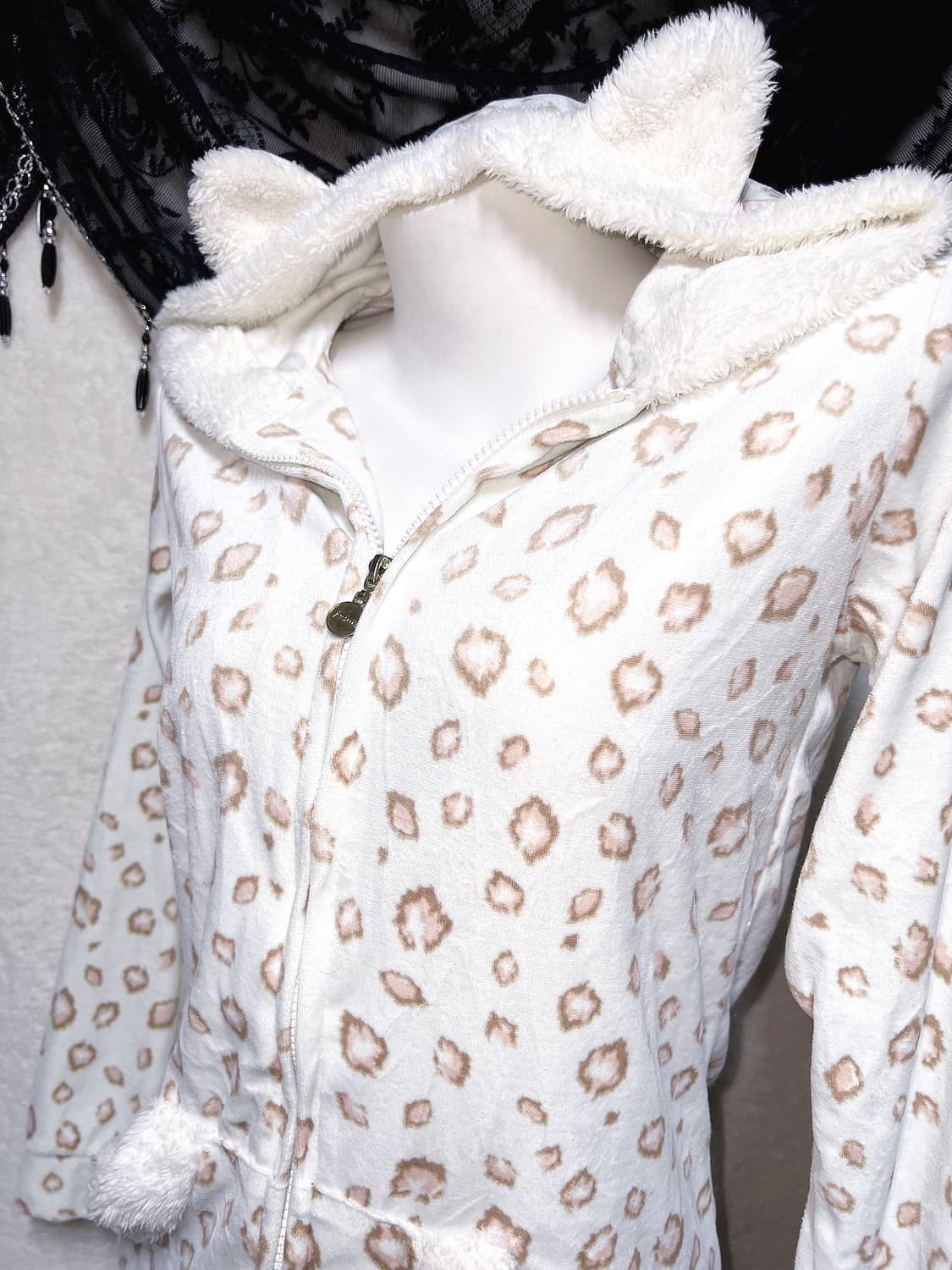 슈가돌 레오파드 호피 민트 네코미미 퍼후드집업 룸웨어 홈잠옷 갸루 핀터 상품이미지1