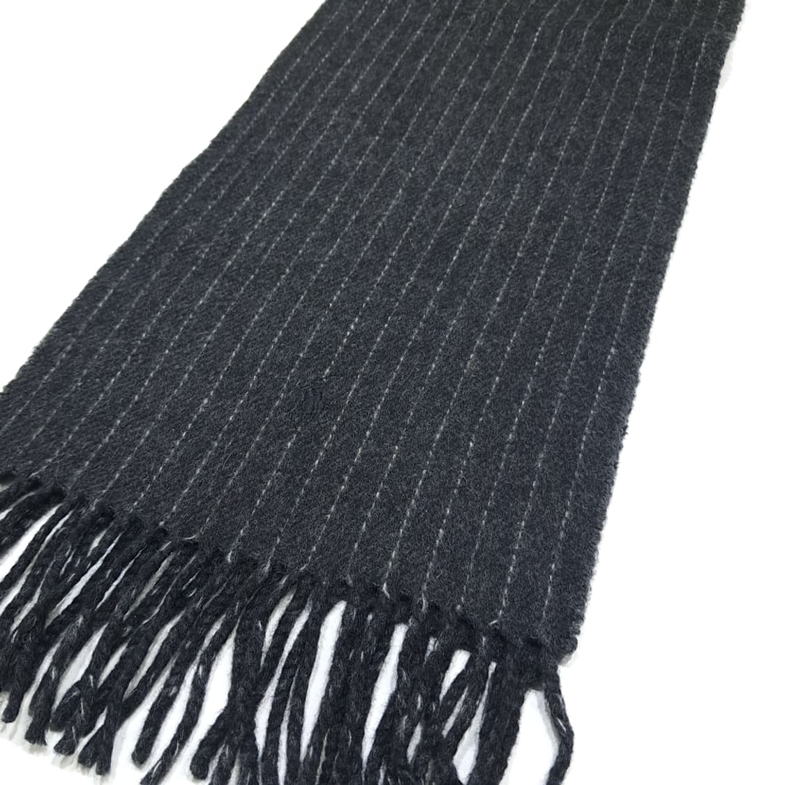 MX548 폴로 90s 이태리판 램스울 핀스트라이프 차콜 머플러 목도리 상품이미지3