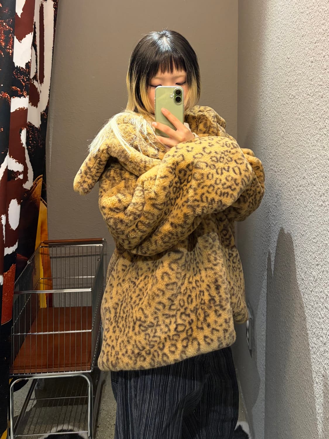 빈티지 빅카라 레오파드 퍼자켓 상품이미지3