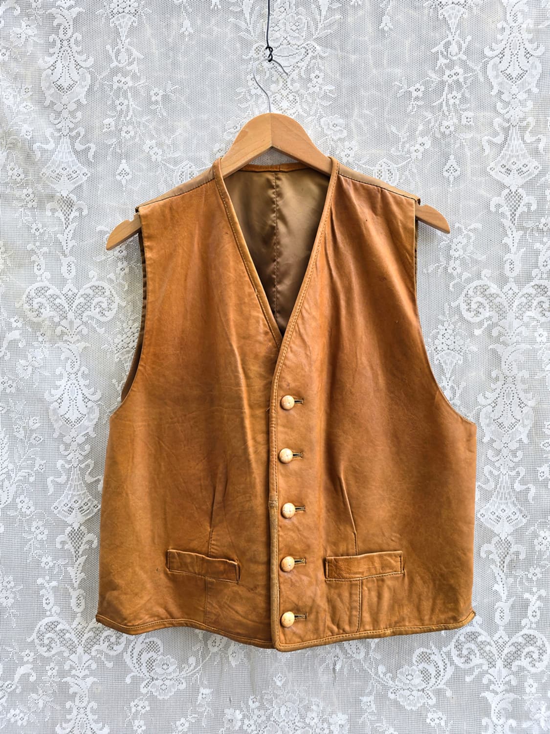 빈티지 핸드메이드 가죽 베스트 상품이미지1