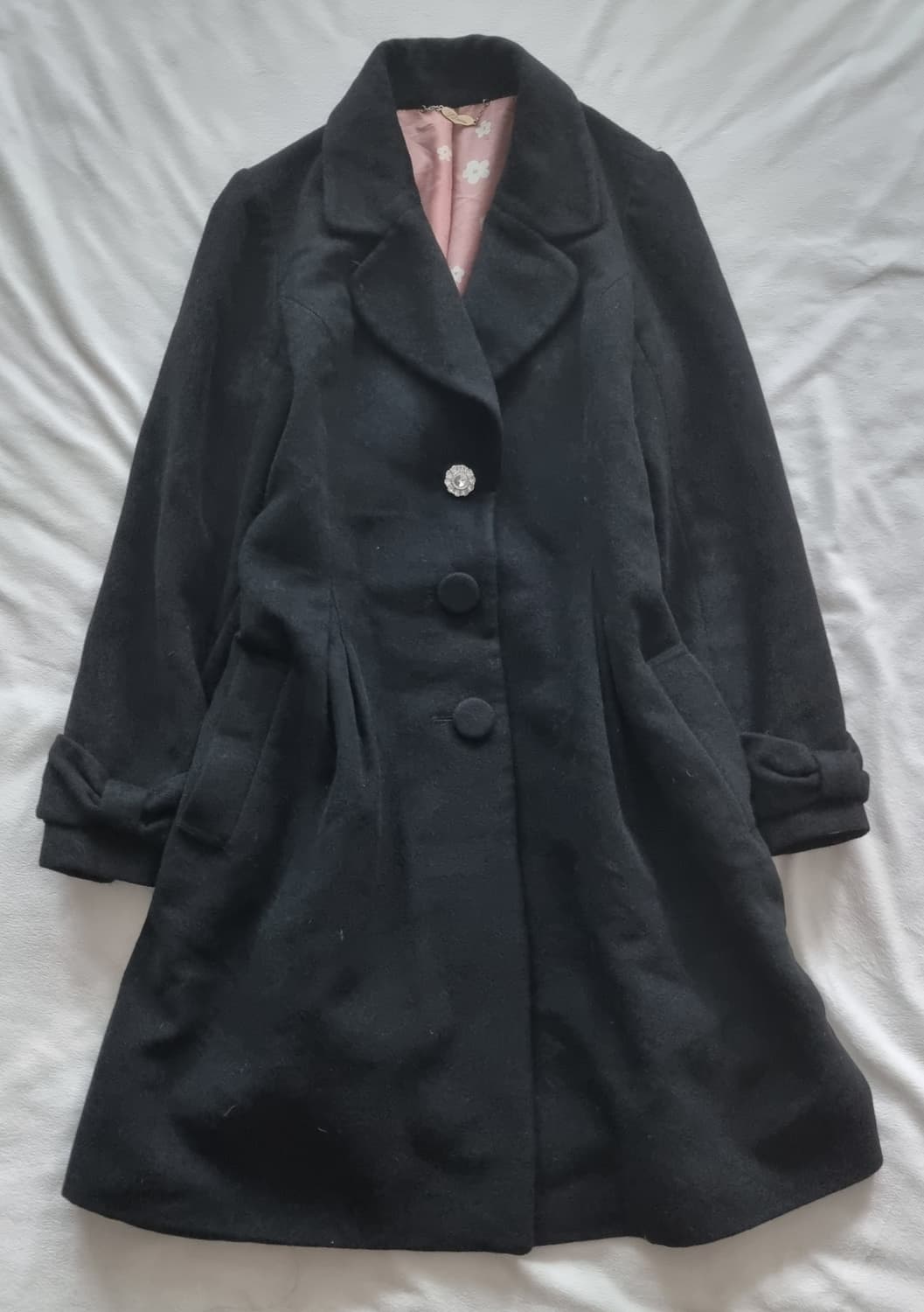 빈티지 갸루 블랙 리본 코트 상품이미지1