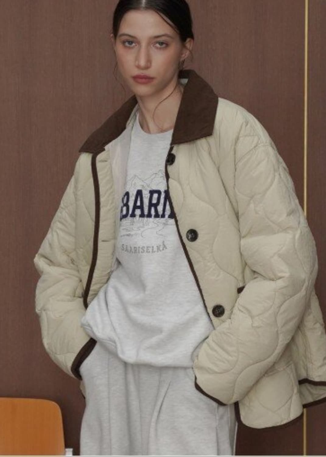 Jeep 퀼팅  덕다운 경량   자켓 아이보리 S(90) 상품이미지2