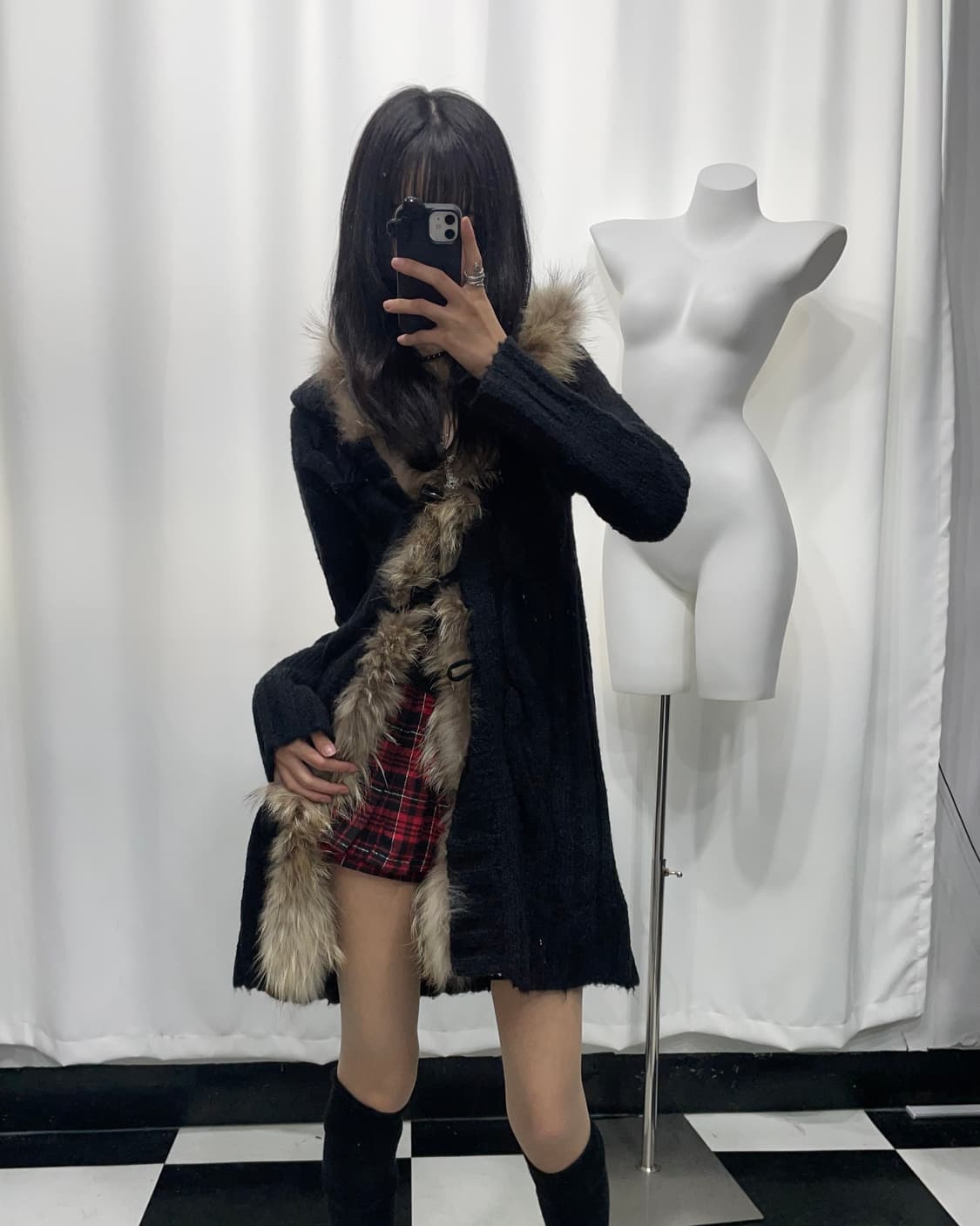 🎸블랙 퍼 니트 후디🎸 상품이미지3