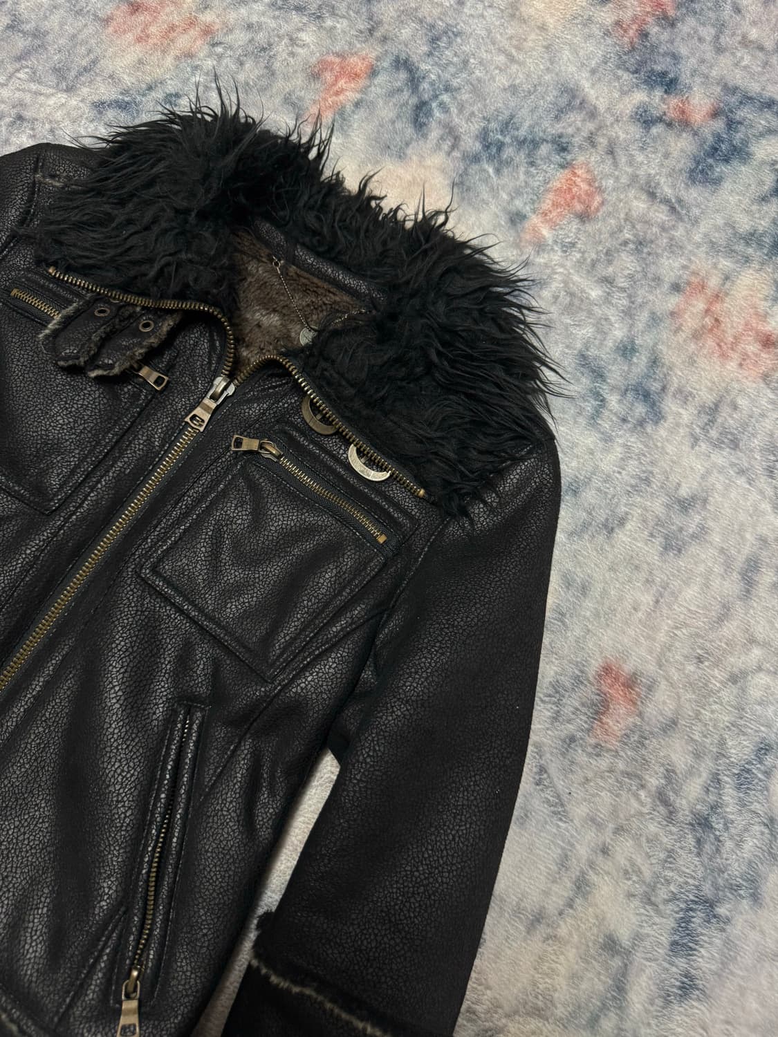 Japanese vkei crow fur jacket 상품이미지4