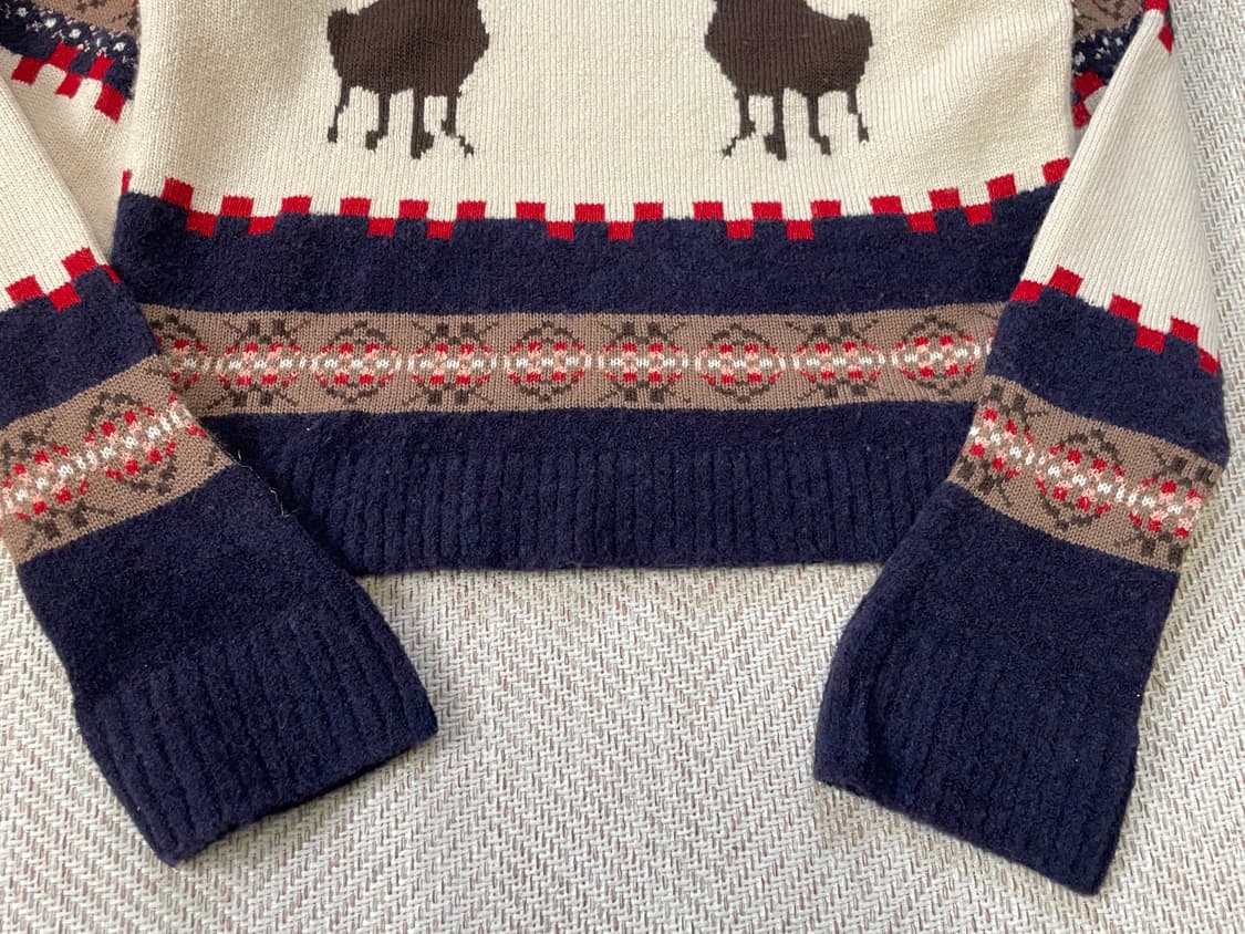 빈티지 노르딕 스웨이드 트림 니트  J03496 상품이미지2