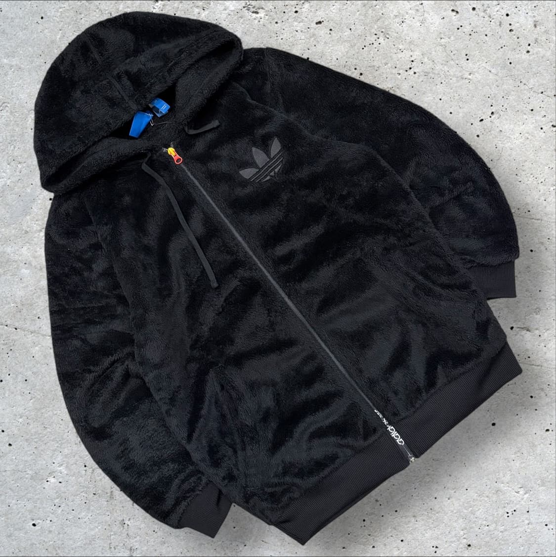 [110] 아디다스 블랙 털 후리스 후드티 카모 로고 C402 상품이미지2