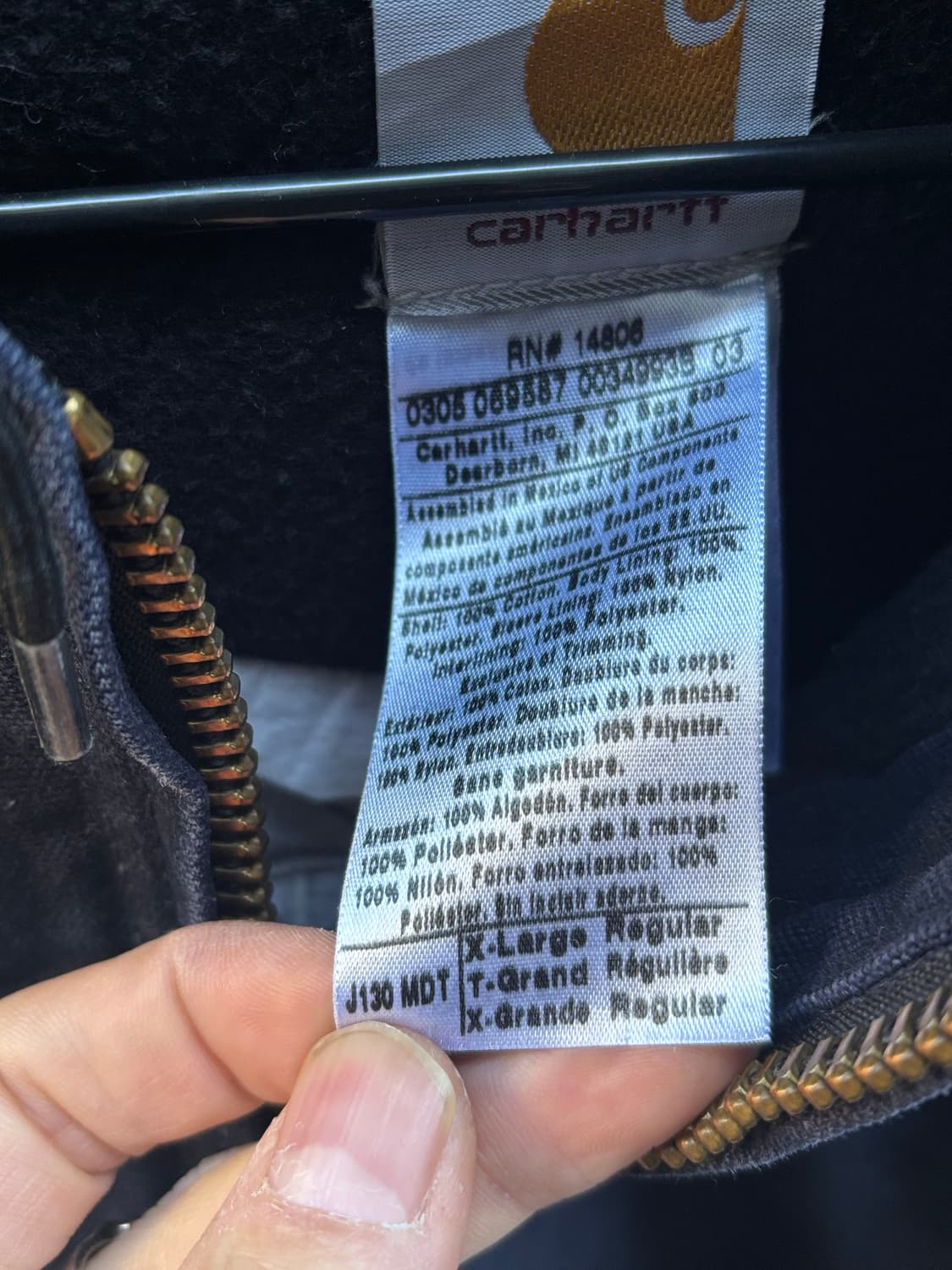 칼하트 j130 덕 액티브 자켓 앞뒤판 자수 상품이미지4