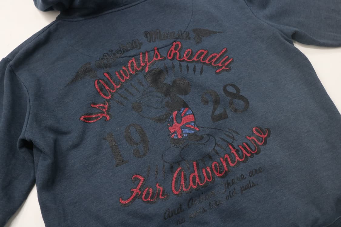 Disney 디즈니 빈티지 미키 마우스 백로고 네이비 후드 집업 (M) 상품이미지4