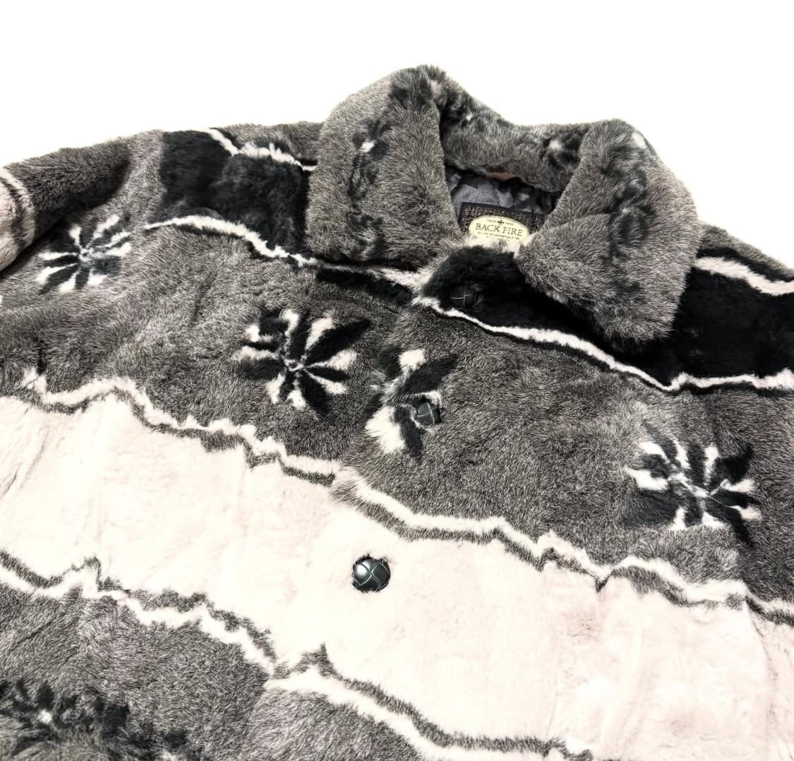 Back Fire - 패턴 퍼 코트 상품이미지2