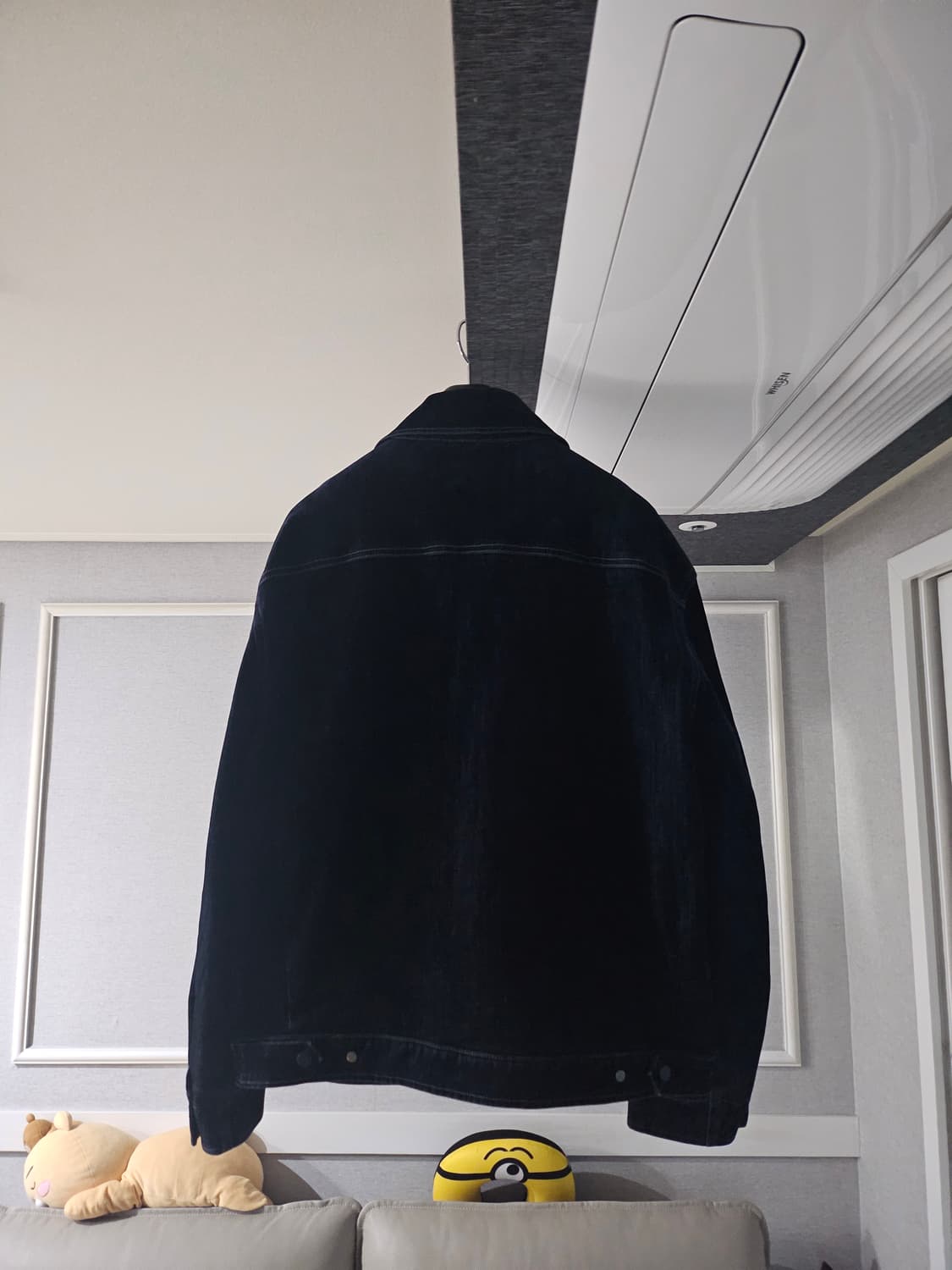 [거의 새것] 시스템옴므 벨벳 블로킹 데님 블루종 자켓 상품이미지3