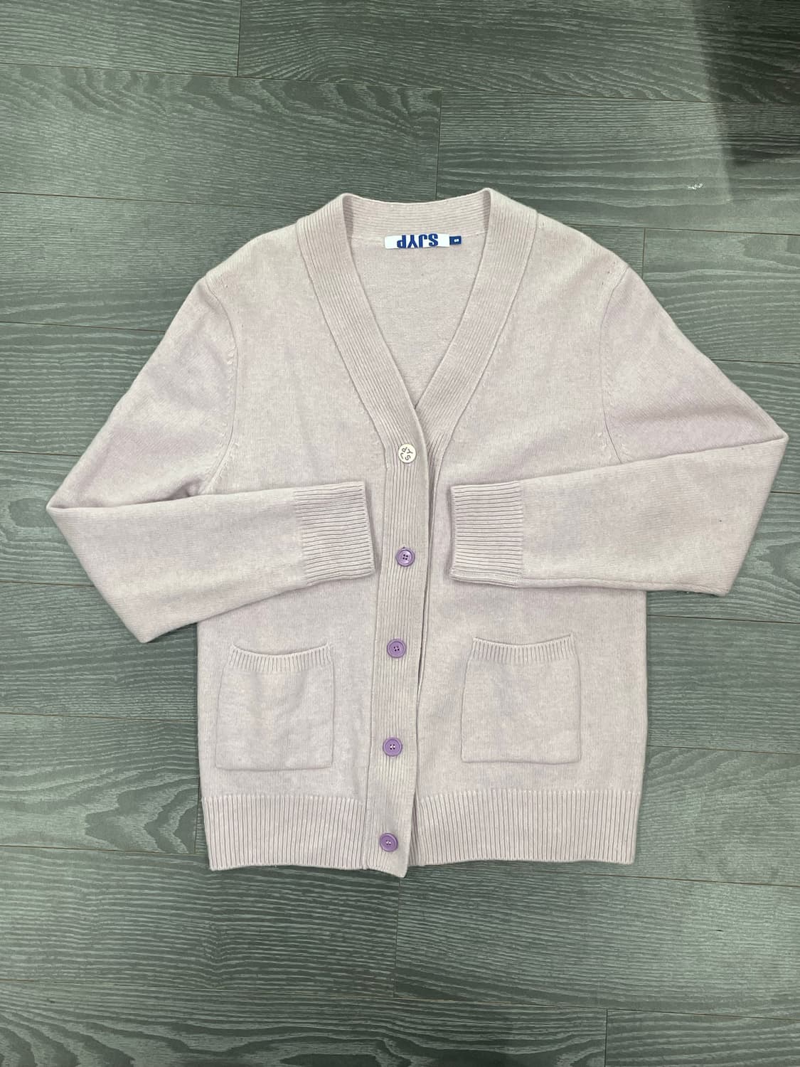 SJYP 스마일 연보라 니트 포켓 가디건 모리걸 키치 상품이미지2