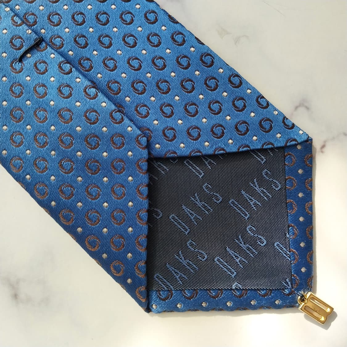 닥스 실크 블루 자카드 패턴 넥타이 8.2cm A+등급 K2225 상품이미지7