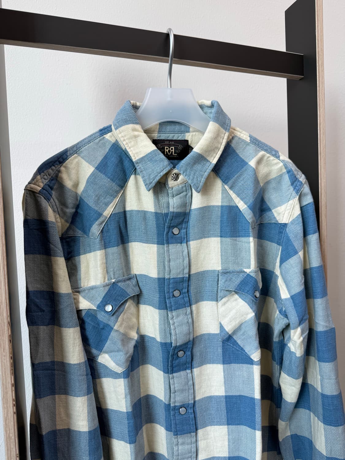 RRL 더블알엘 플래드 웨스턴 셔츠 인디고 크림 상품이미지2