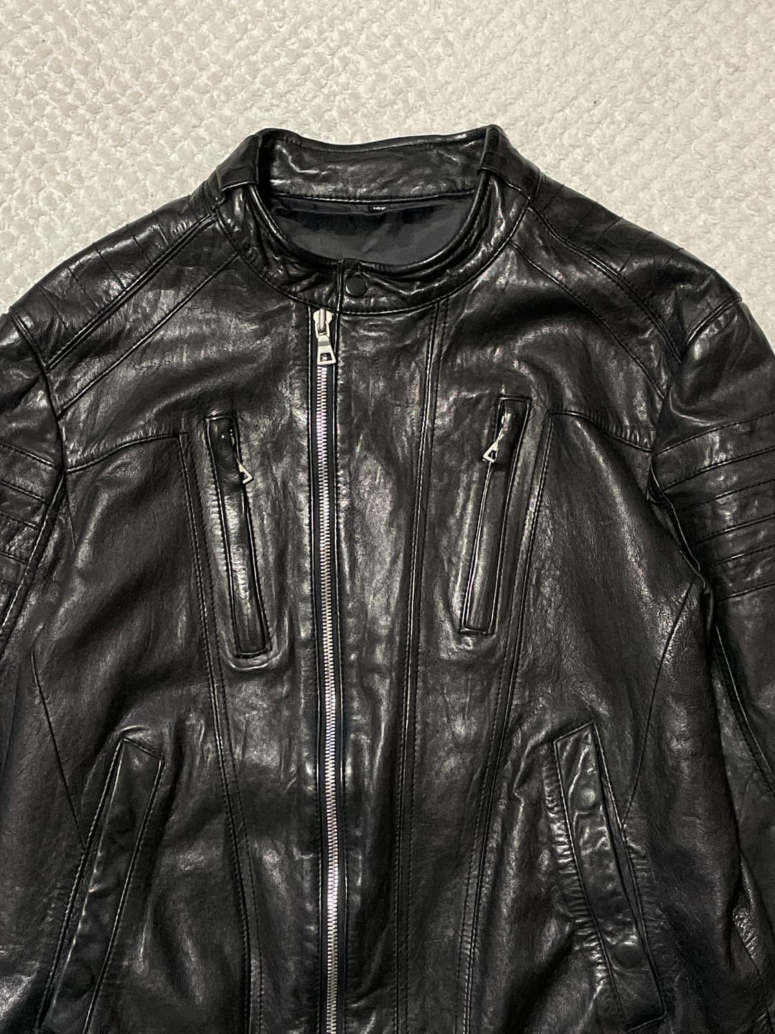 광희시장 웨스턴 무드 램스킨 양가죽 절개 레더 자켓 상품이미지4