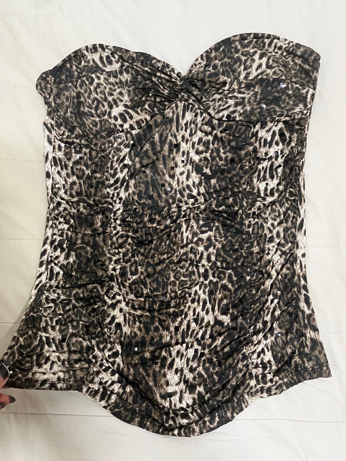 갸루 레오파드 글리터 튜브탑 상품이미지3