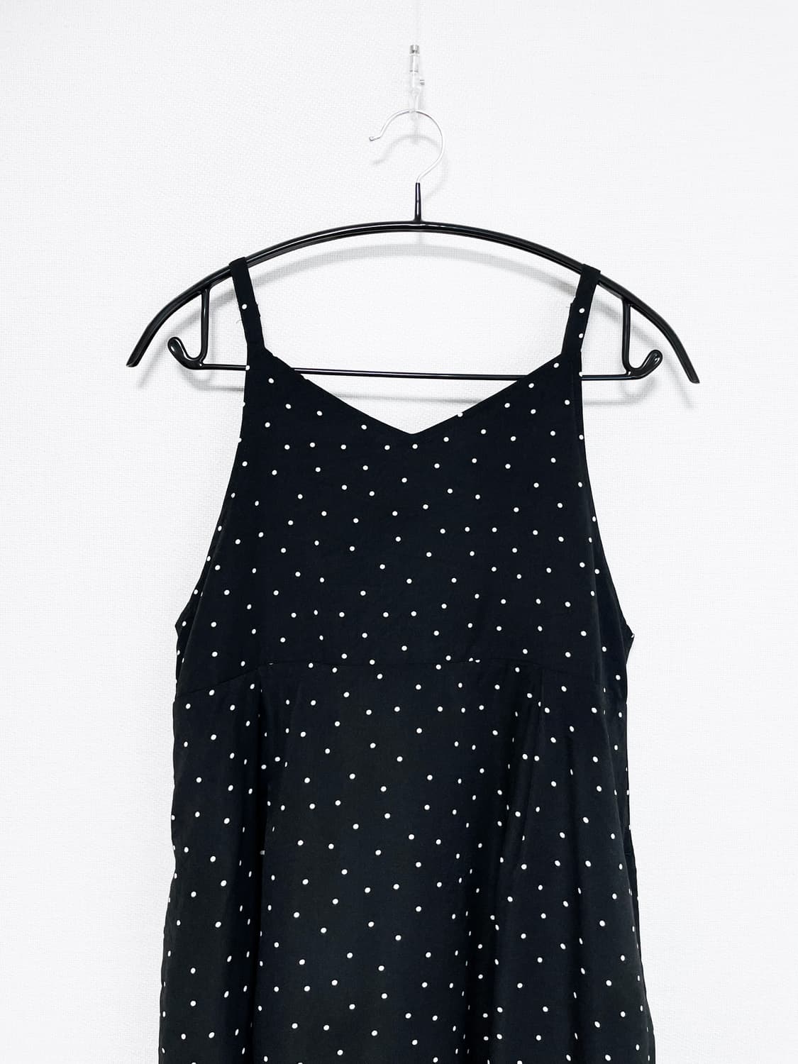 Dot Strap Long Dress - Black 상품이미지5