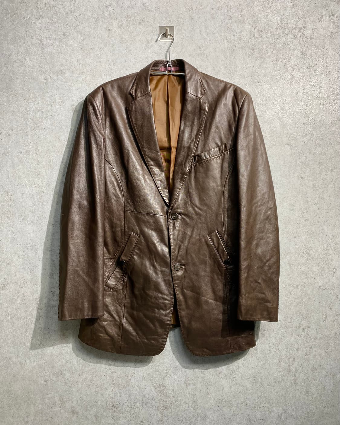 [50] PRIDE 브라운 양가죽 레더 블레이저 상품이미지1