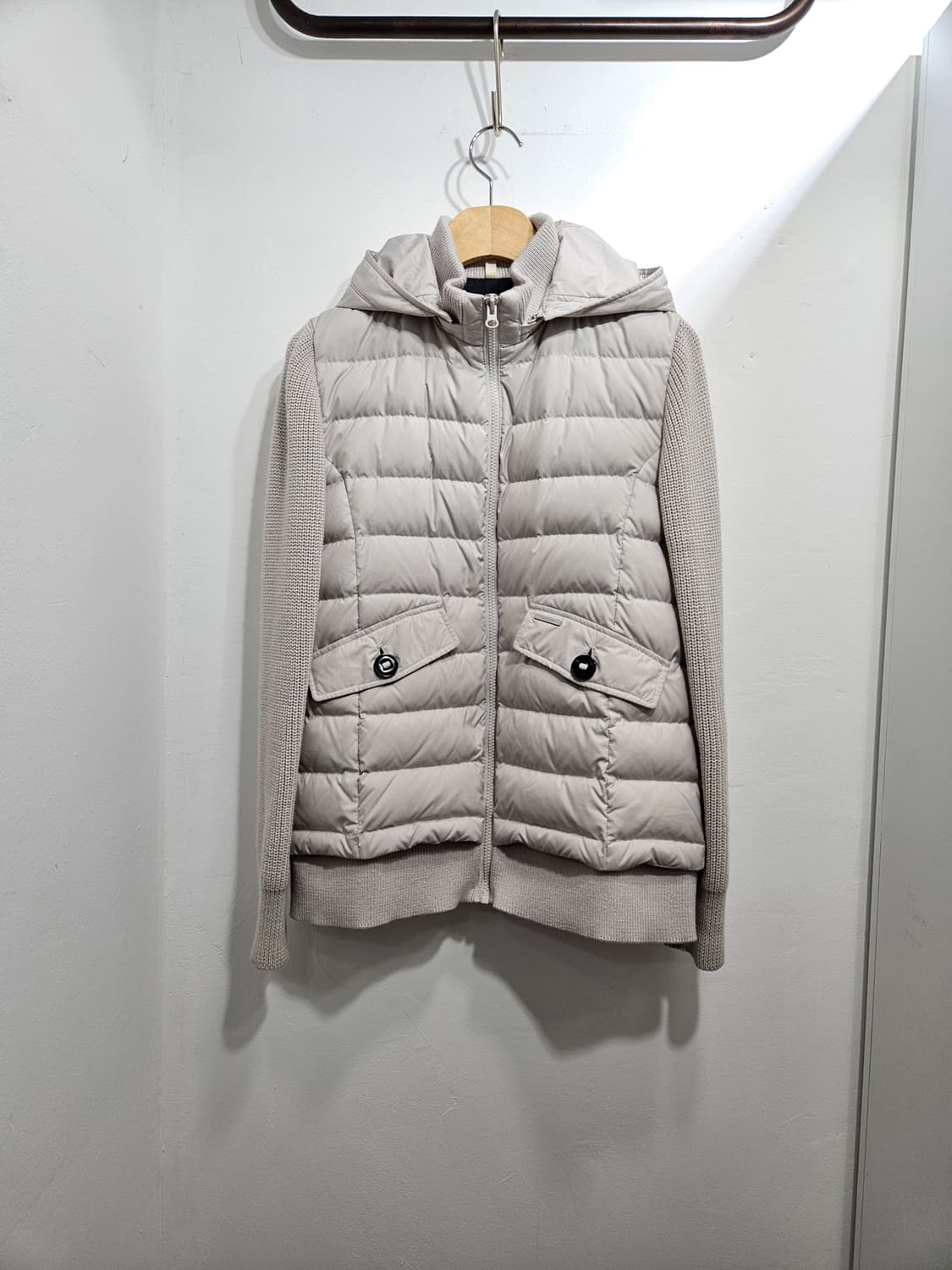 지오스피릿(GeoSpirit) 여성구스다운 니트배색 패딩자켓 상품이미지1