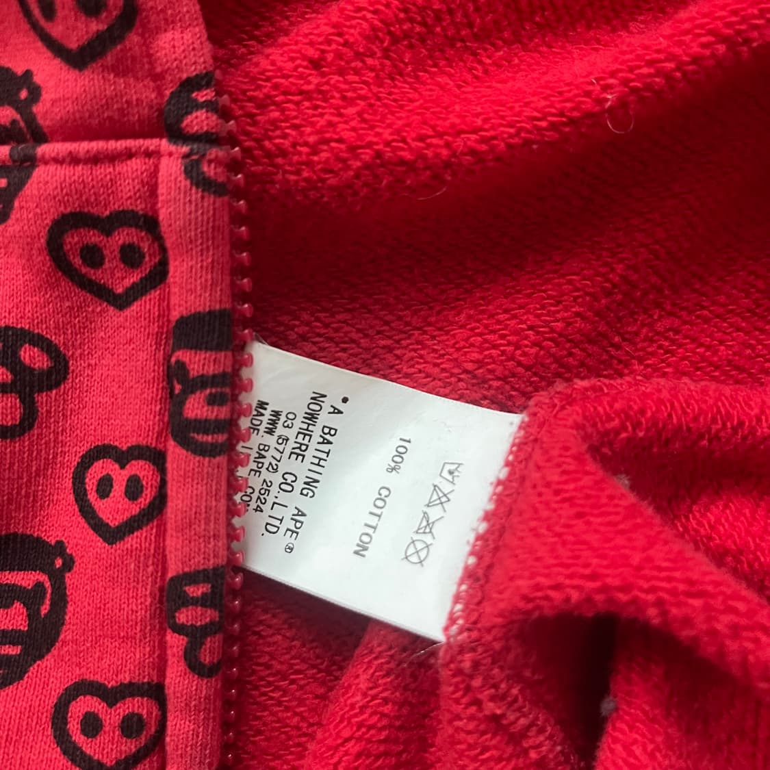 Bape 베이프 레드 미니 베이비 마일로 모노그램 투웨이 후드집업 (M) 상품이미지3