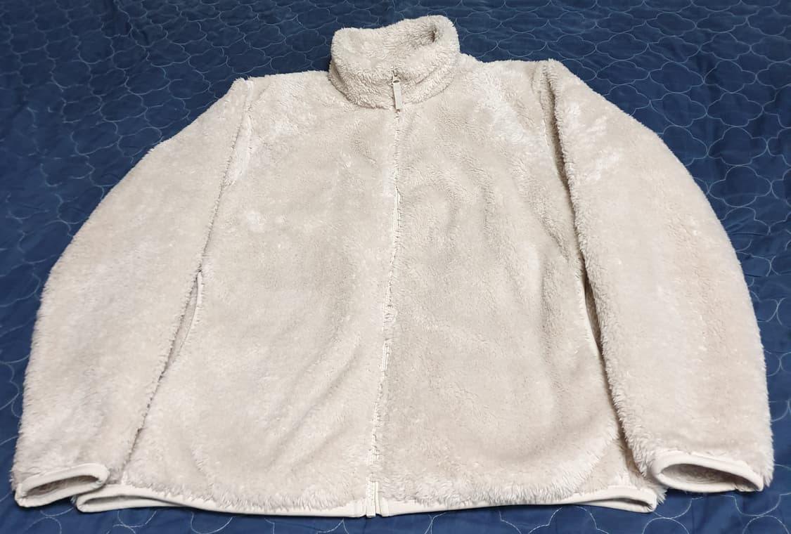 유니클로 퍼 후리스 짚업자켓 아이보리 (M) 상품이미지1