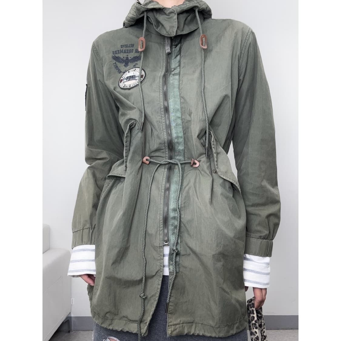 빈티지 카키 하이넥 야상 자켓 워크웨어 y2k 상품이미지1