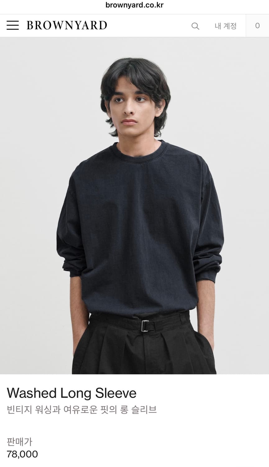브라운야드 Washed long sleeve / Black 상품이미지2