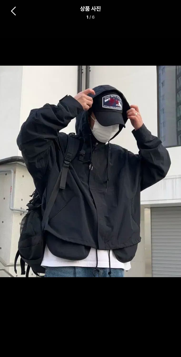 Free / 블랙 ) 포켓 오버핏 바람막이 자켓 상품이미지1