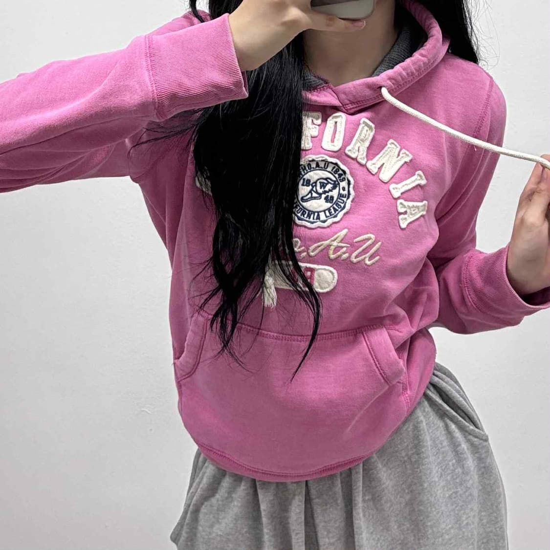 후아유 y2k 러블리힙 핑크 스웨트셔츠 후드티(M) 상품이미지1