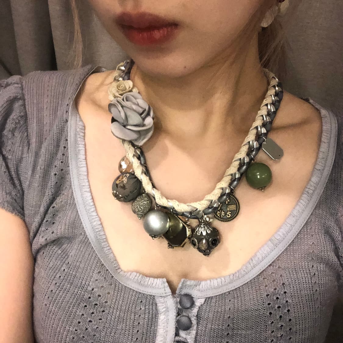 Oriental antique flower Necklace 상품이미지2