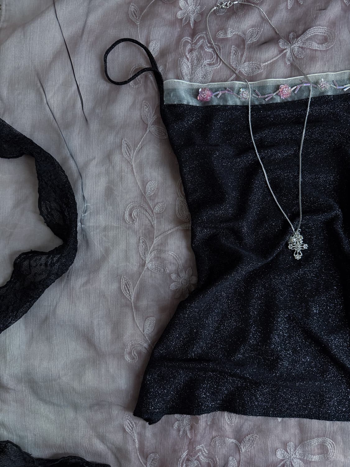 Floral Beaded Glitter Sleeveless 0181 상품이미지4