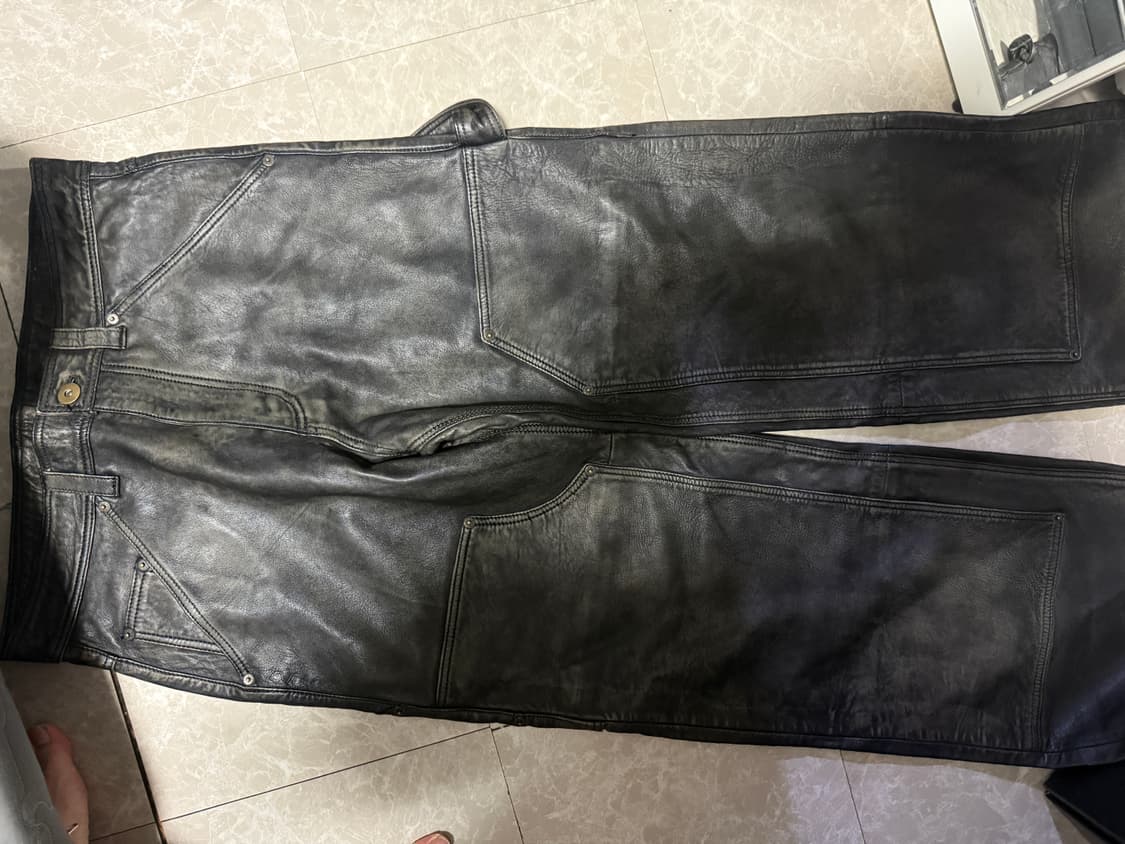 L&40사이즈 자라 워싱 이펙트 레더 자켓 팬츠 셋업 상품이미지6