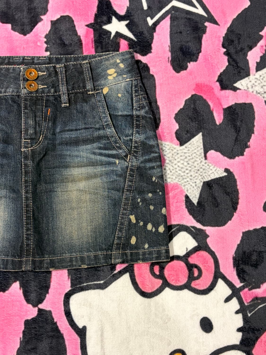 Y2K ASK patch cut-off washing Mini Skirt 상품이미지6