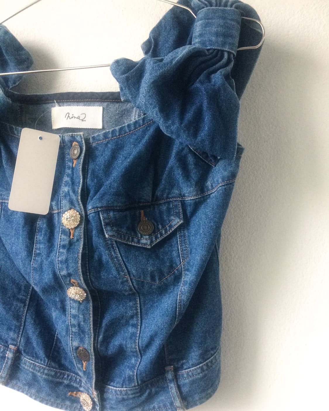 Ribbon point denim sleeveless 상품이미지5