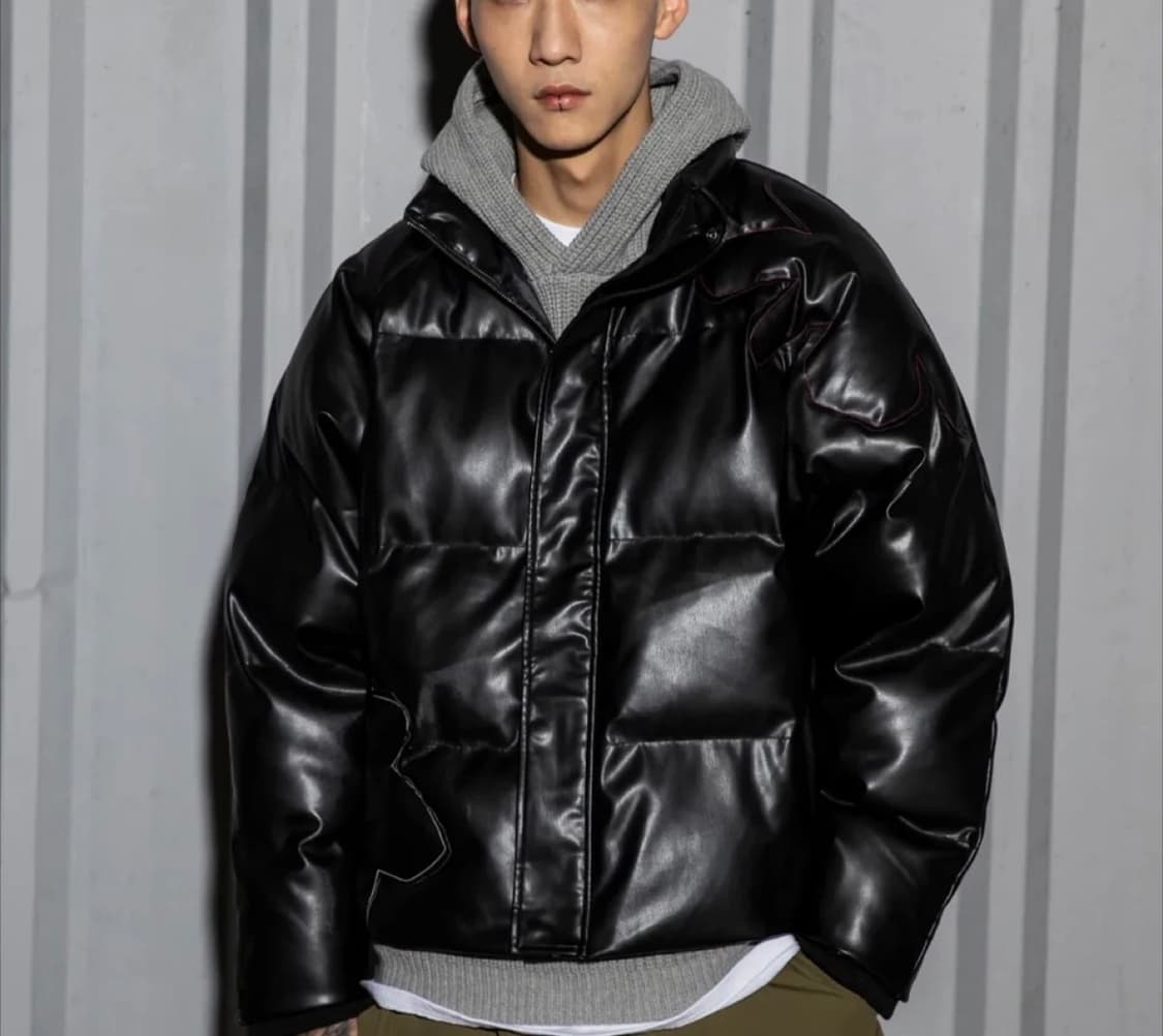 xtonz lether padded jacket 레더 가죽 패딩  상품이미지1