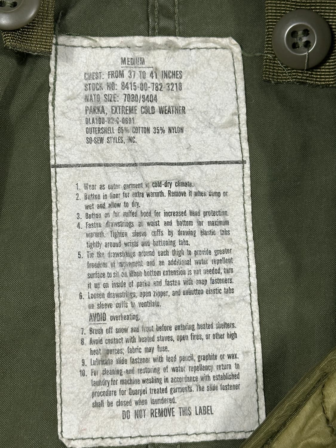 80s 오리지널 us army M65 피쉬테일 캐파카 상품이미지5