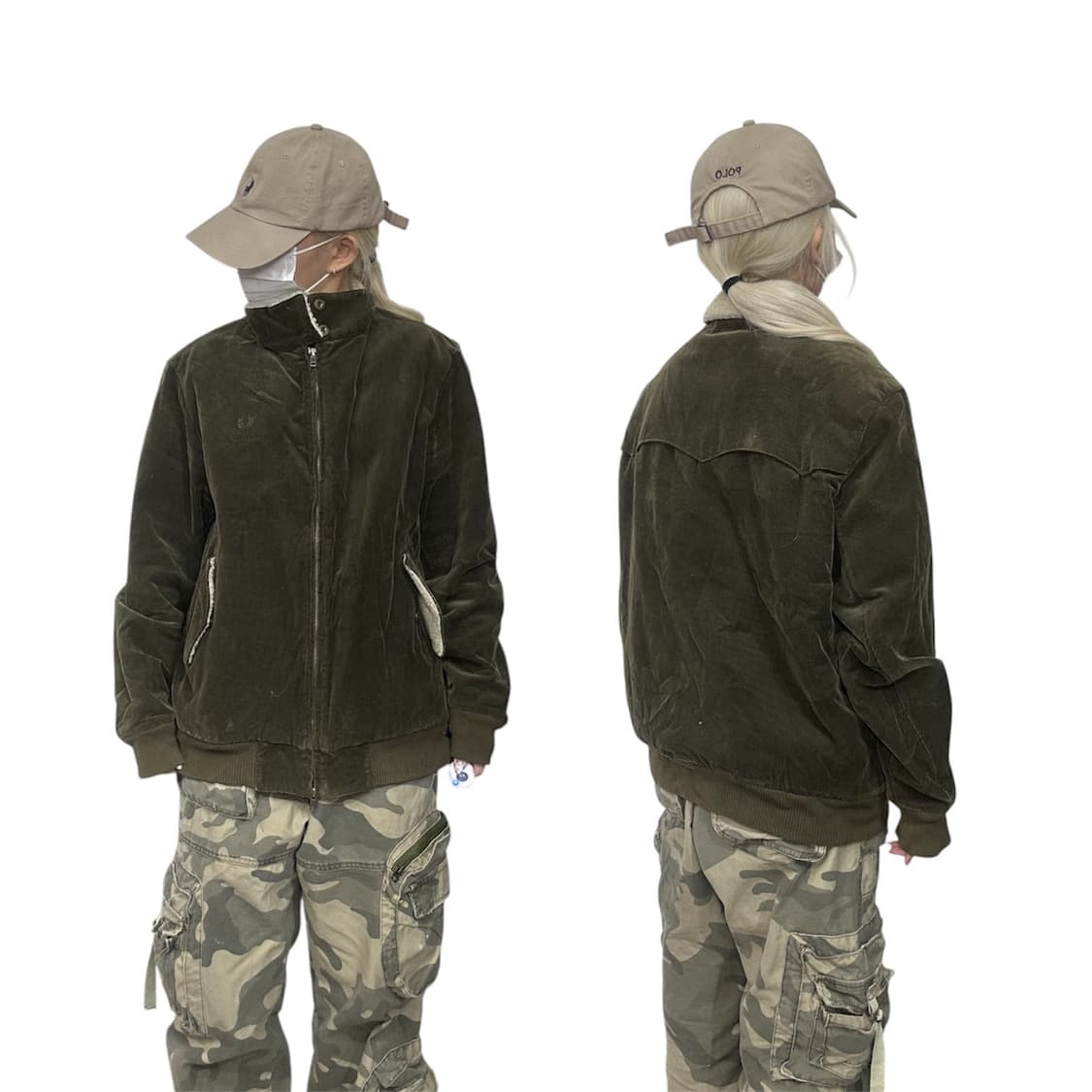 프레드페리 일본판 카키 내부 기모 코듀로이 블루종 골덴 자켓 XL  상품이미지1