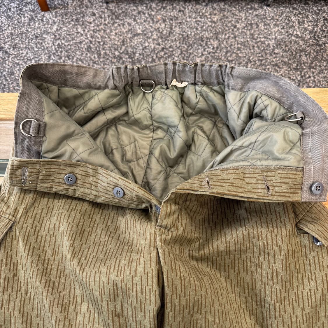 70s 빈티지 동독군 레인드랍 카모 방한 팬츠 (XL)   상품이미지7