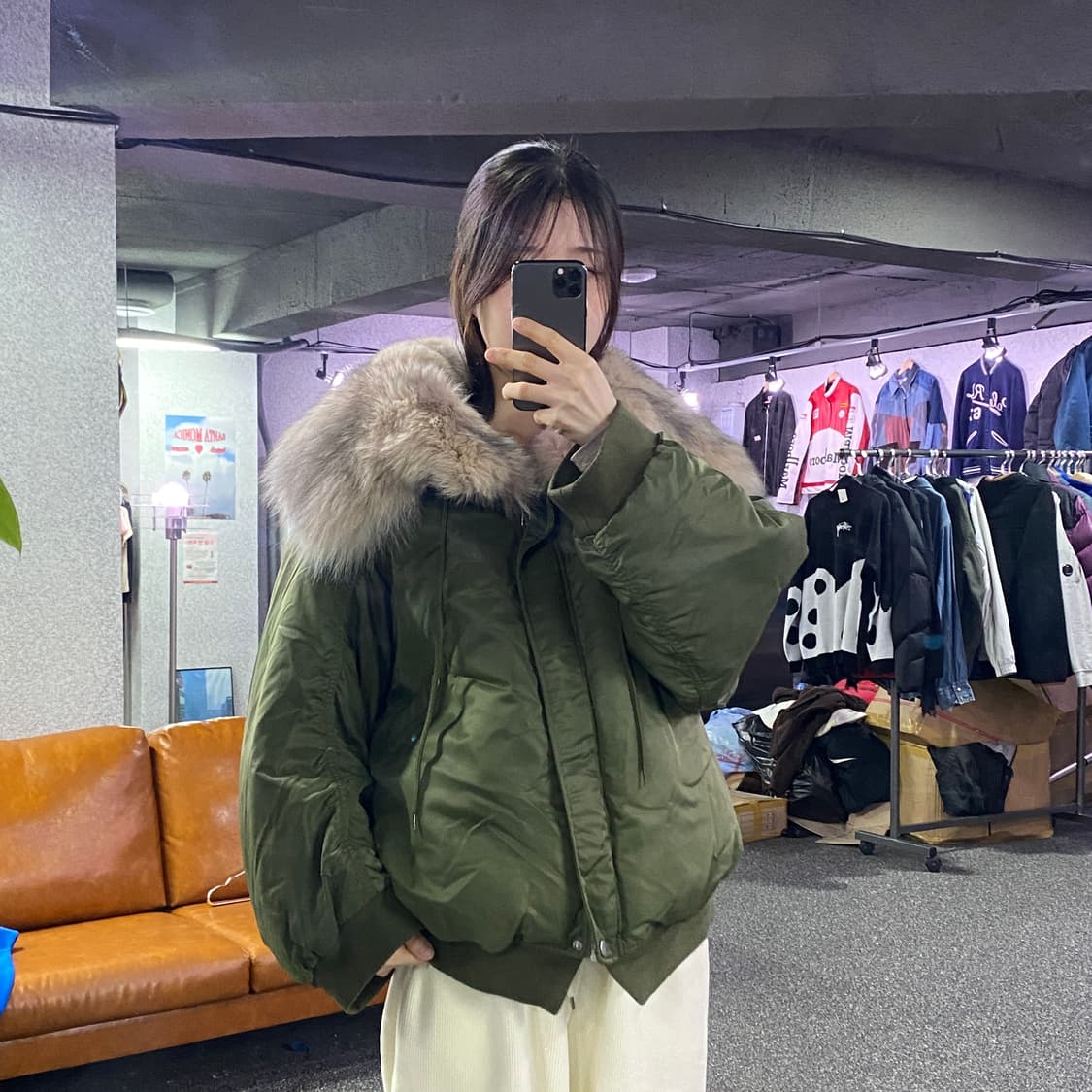 머니패킹 카키 나일론 점퍼 B3333 상품이미지1