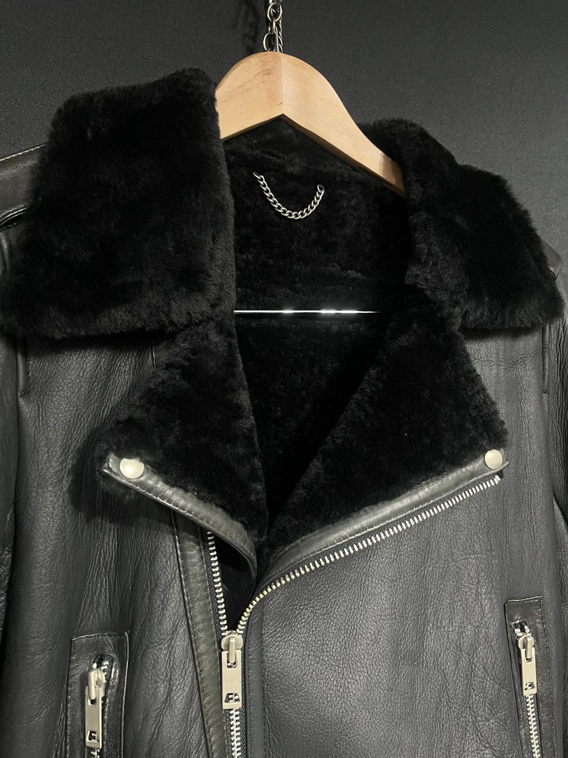 양털 2양가죽 더블라이더 시어링 자켓 상품이미지5