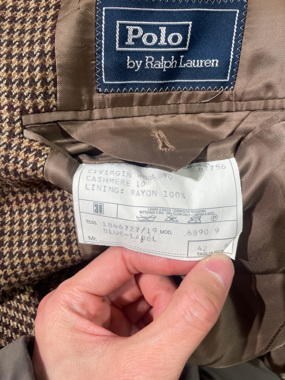 폴로 랄프로렌 블루라벨 브라운 하운드 투스 3B 울 블레이저 상품이미지9