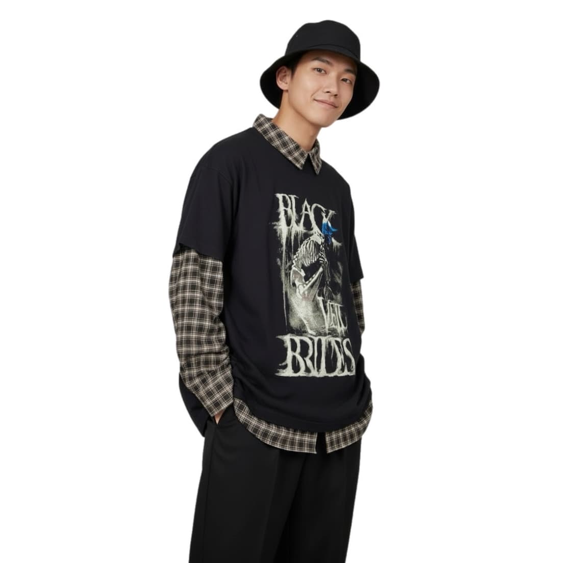 Vintage 셔츠레이어드 긴팔 티셔츠 상품이미지1