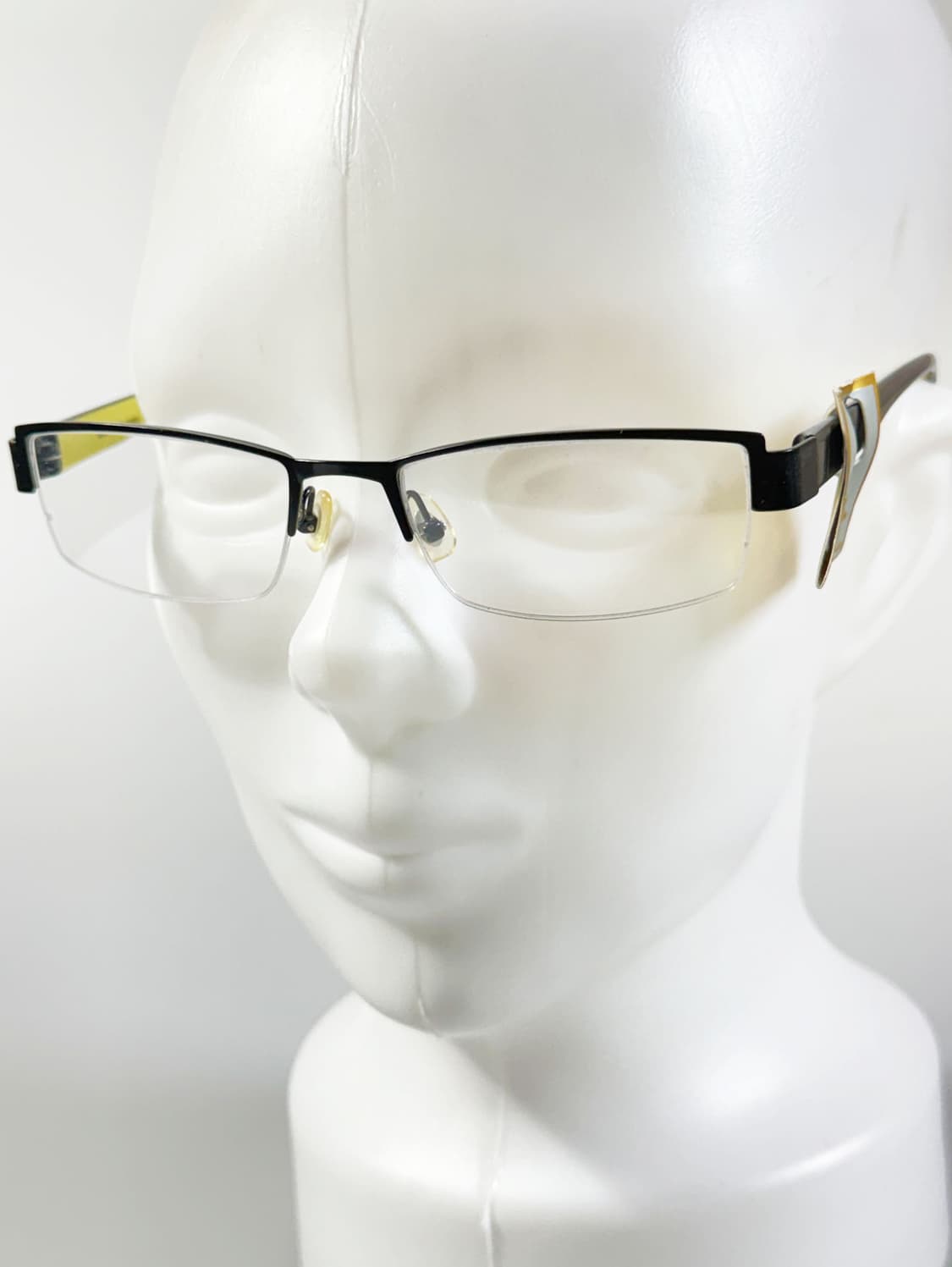 DARK 블랙 반무테 스퀘어 메탈 빈티지 안경 상품이미지8