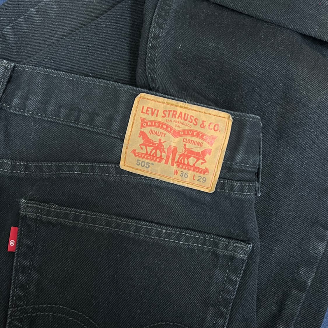 리바이스 505 블랭크탭 블랙 흑청 데님 팬츠 36 상품이미지4