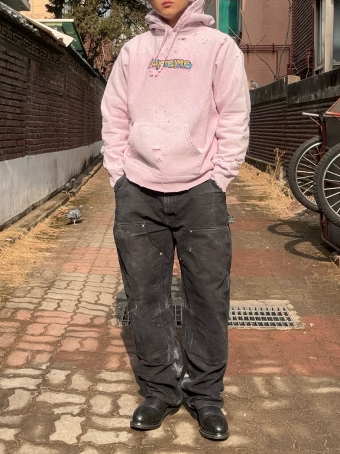 18ss 슈프림 핑크다잉 디스트레스드 gonz 후드 상품이미지7