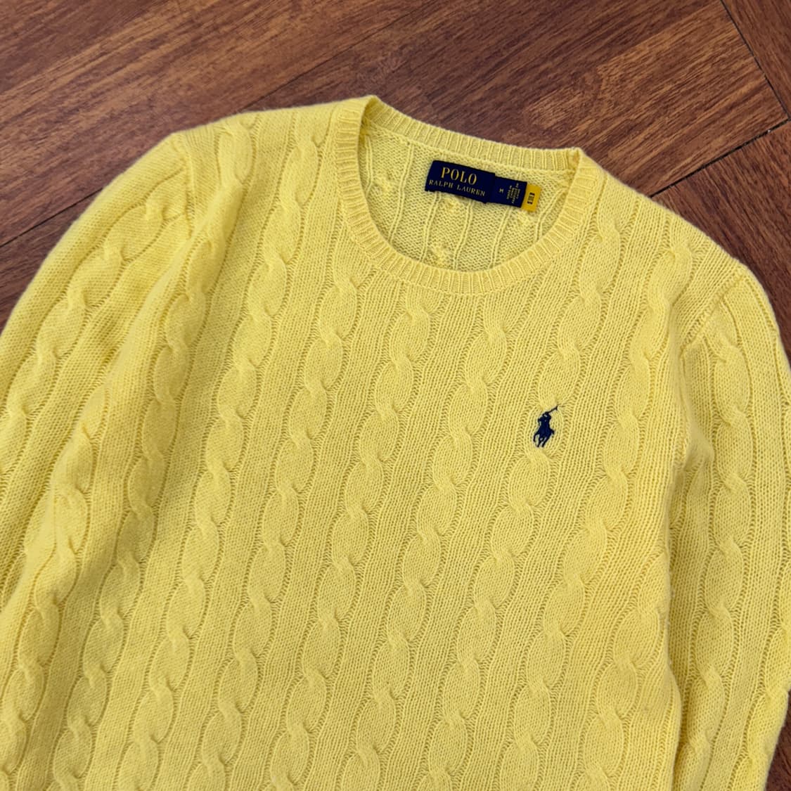 여성용 M(100) 폴로 랄프로렌 옐로우 캐시미어 케이블 라운드 니트  상품이미지3