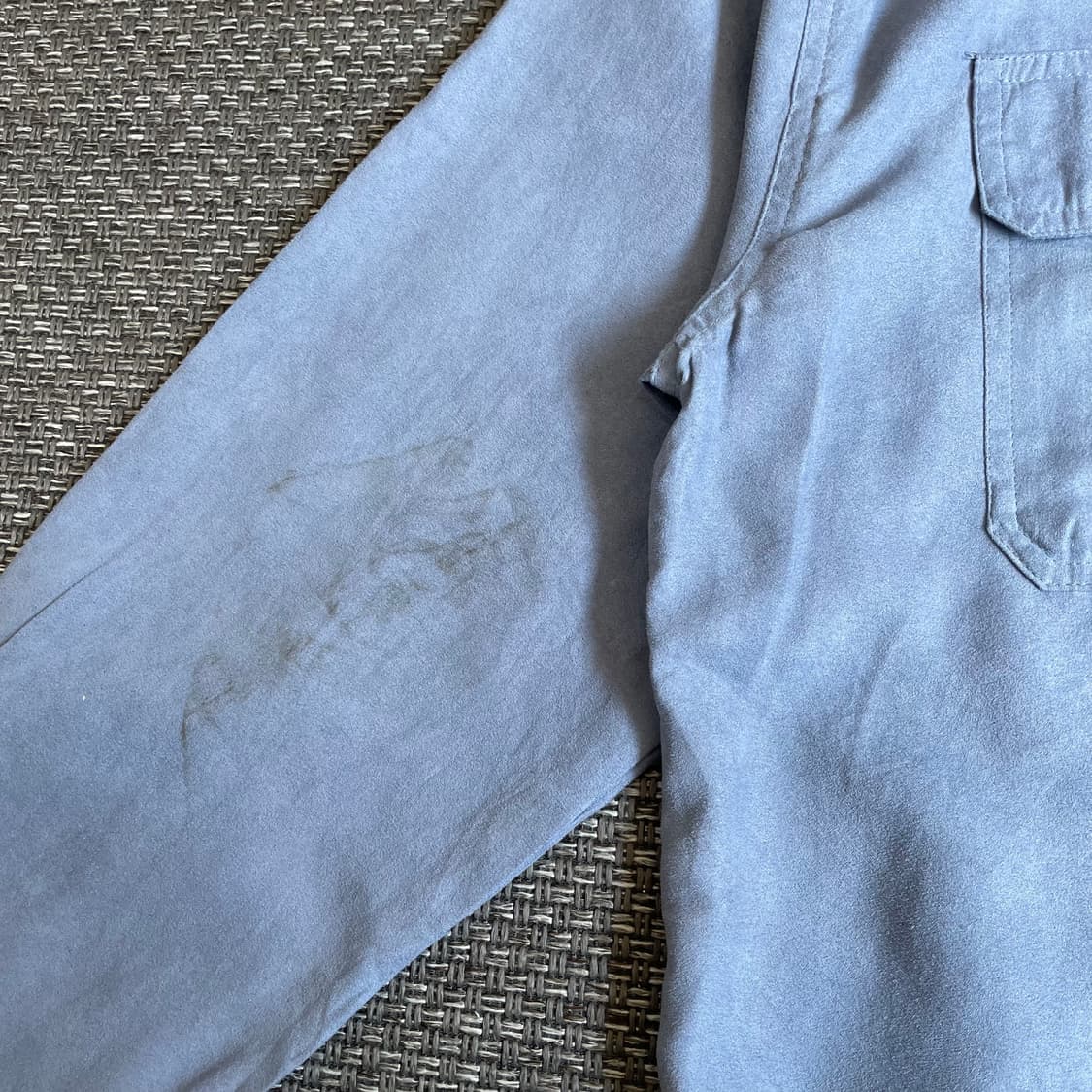 빈티지 블루 스웨이드 투포켓 긴팔 셔츠 L 상품이미지4