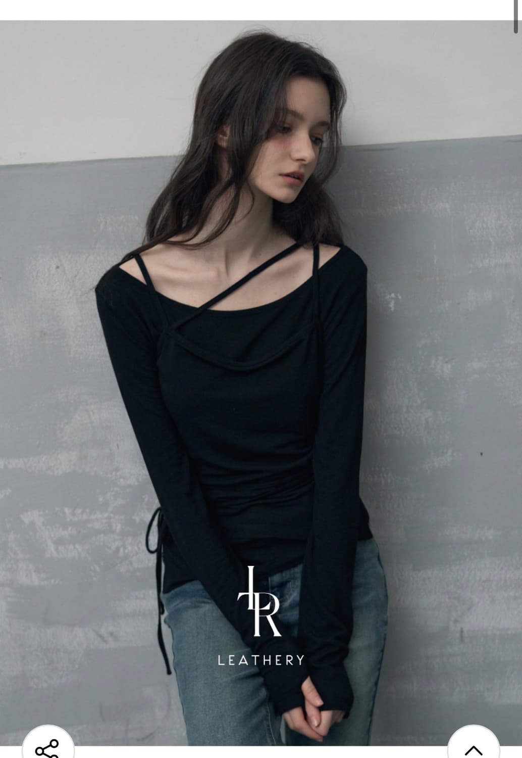 (새상품) 레더리 더블 스트랩 레이어드 슬리브리스 탑 세트 BLACK 상품이미지1